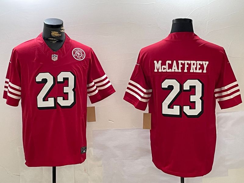 Men San Francisco 49ers #23 Mccaffrey Red Three generations 2024 Nike Vapor Limited NFL Jersey style 2->san francisco 49ers->NFL Jersey